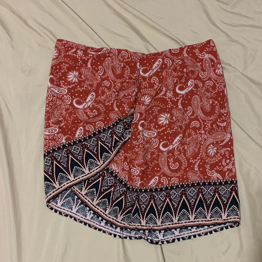Red Paisley Wrap Skirt